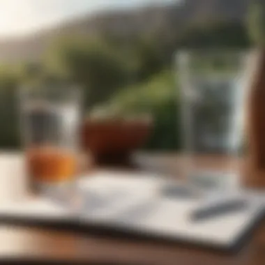 Thoughtful Dosage: Finding the Right Amount of Vitamin D A serene setting with a glass of water and a notepad, suggesting thoughtful dosage consideration for vitamin D.