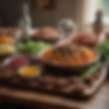 Nutrient-Dense Ingredients for Optimal Health A vibrant spread of nutrient-dense ingredients arranged artfully on a table.