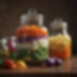 Glass jar filled with vibrant fermented vegetables