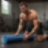 Athlete using foam roller for muscle recovery