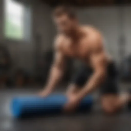 Athlete using foam roller for muscle recovery