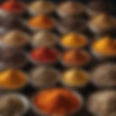 Spices with Anti-Inflammatory Benefits A selection of spices recognized for their anti-inflammatory effects, displayed elegantly
