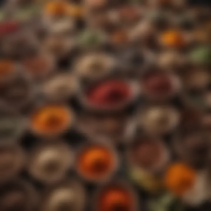 Spices arranged in bowls, showcasing their vibrant colors.