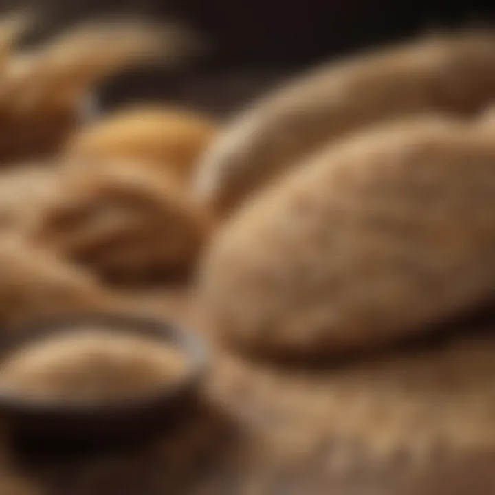 Whole grains displayed in a variety of forms.