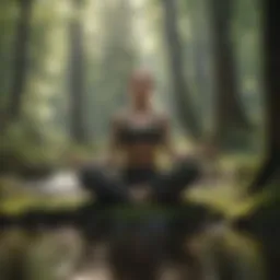 Person practicing forest bathing meditation