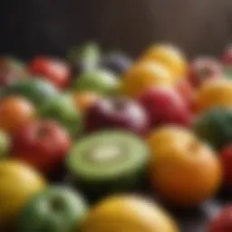 A vibrant assortment of fruits and vegetables showcasing their colors and textures
