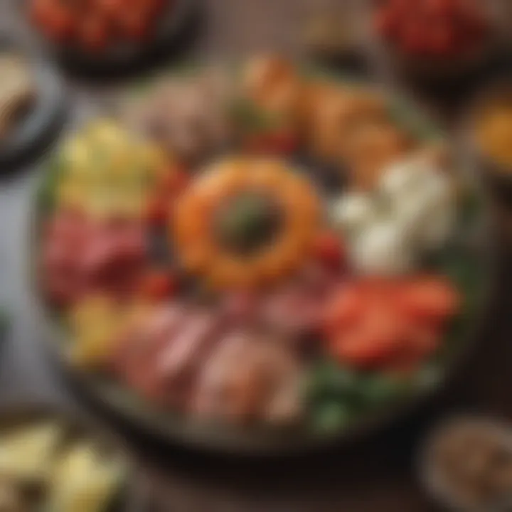 A beautifully arranged Mediterranean platter filled with healthy options