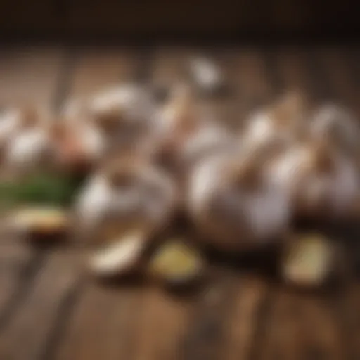 Garlic cloves on a rustic wooden background