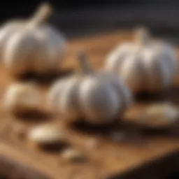 Garlic Cloves on Wooden Board