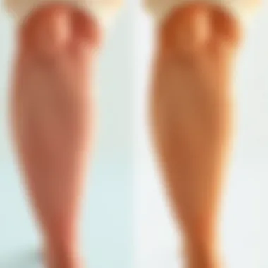 Transformative Effects of Glycolic Acid on Leg Skin Before and after comparison of leg skin texture, emphasizing the transformative effects of glycolic acid exfoliation.
