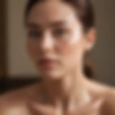 Close-up of Gua Sha massage on radiant skin with oil
