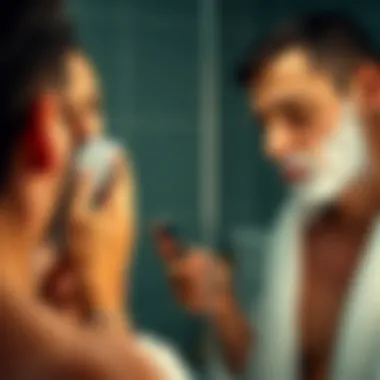Proper shaving technique demonstration