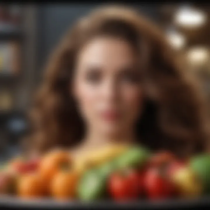 A variety of healthy foods rich in vitamins for hair growth