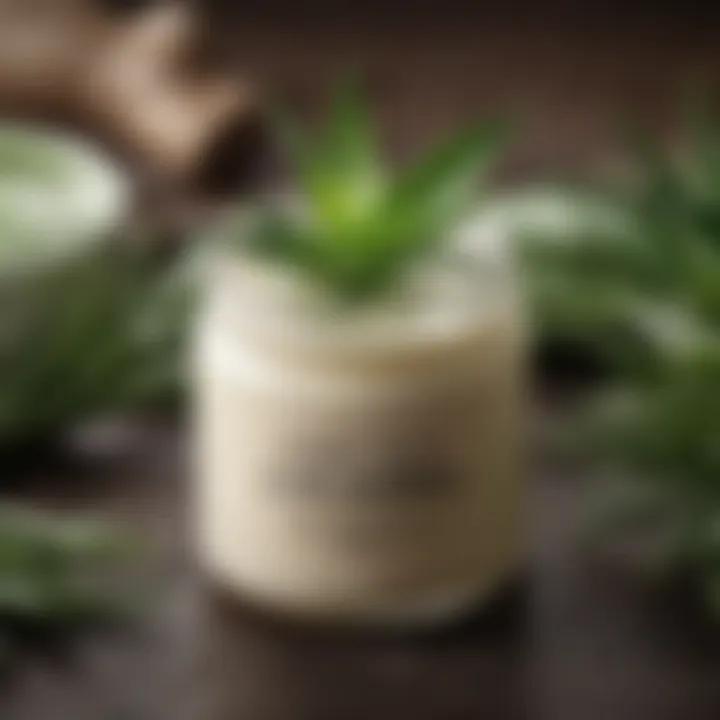A smooth, creamy texture of the finished aloe vera cream in a glass jar, reflecting its nourishing qualities