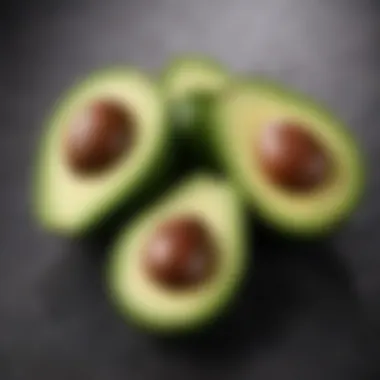 Vibrant Green Flesh of Fresh Avocados Freshly cut avocado halves showcasing vibrant green flesh