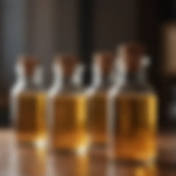 Natural oils in small glass bottles