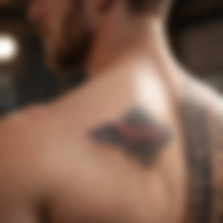 A close-up of a tattoo with healing ointment applied
