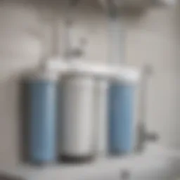 Diagram of a five-stage under-sink water filter system