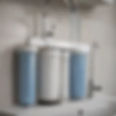 Diagram of a five-stage under-sink water filter system
