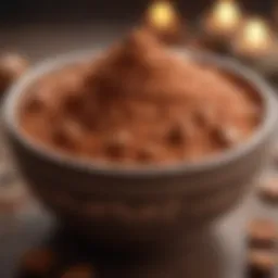 Close-up view of Indian healing clay in a bowl