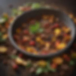A variety of composting materials like fruit peels, leaves, and coffee grounds arranged artfully.
