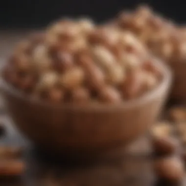 Variety of nuts in a wooden bowl