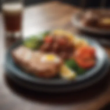 Balanced Meals to Support Lower Glucose Levels Plate depicting a balanced meal supporting lower glucose