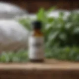 Magnesium supplement bottle on a bed of fresh herbs