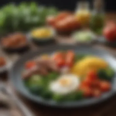 Balanced Meal for Maintaining Ketosis A balanced plate illustrating portions of protein, healthy fats, and low-carb vegetables