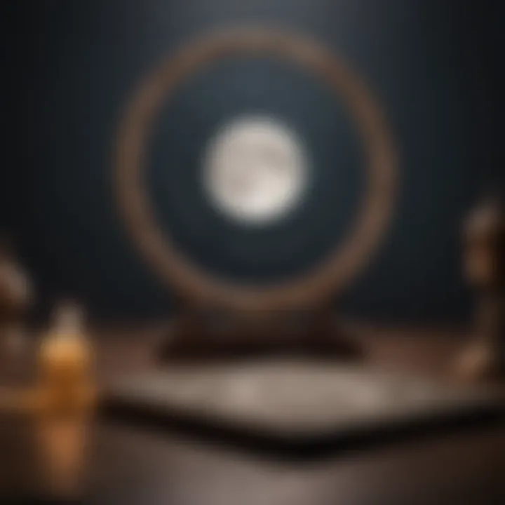 Illustration depicting a mystical moon casting a shadow over a Tarot card