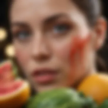 Nutritional Powerhouses for Skin Health Colorful fruits and vegetables rich in antioxidants and vitamins