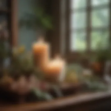 Sacred Space: Sage on a Home Altar A serene home altar adorned with sage, crystals, and candles, evoking tranquility and focus.