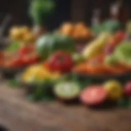 Colorful array of fresh vegetables and fruits
