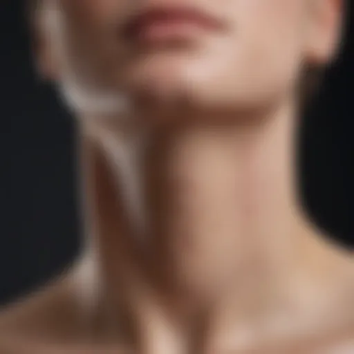 Close-up of neck skin affected by acne