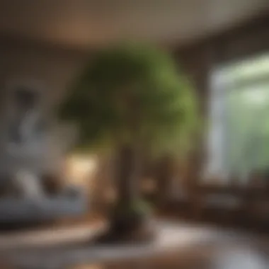 Indoor Tree Enhancing Air Quality A lush indoor tree purifying the air in a modern living room
