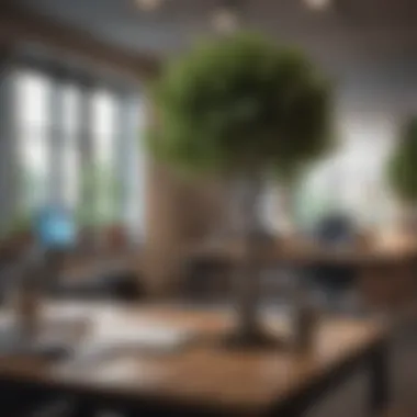 Indoor Trees in Office Setting A serene office environment with indoor trees for better air quality