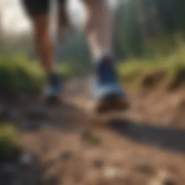 Runner testing shoes on various terrains