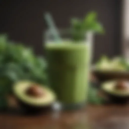 Green smoothie with kale and avocado