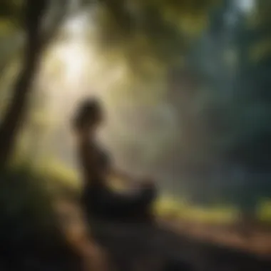 Silhouette of a person meditating in nature