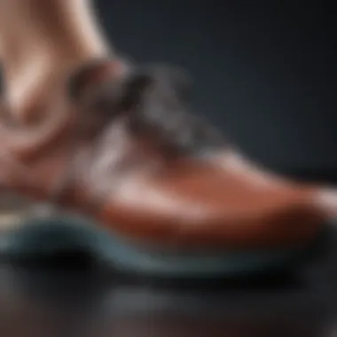 A close-up of an orthotic shoe showcasing its ergonomic design.