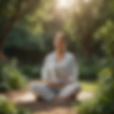 Woman meditating in peaceful garden