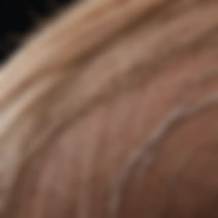 Close-up of hair follicles showing regeneration.