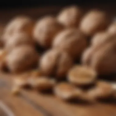 Close-up of protein-packed walnuts on a wooden surface