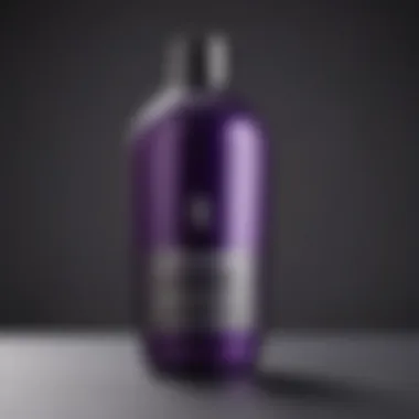 Intricate hair care bottle with purple shampoo