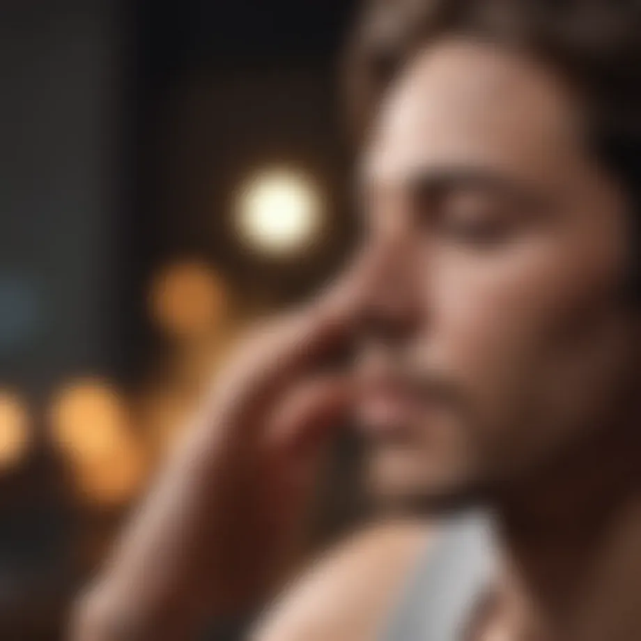 Meditating person achieving mental serenity