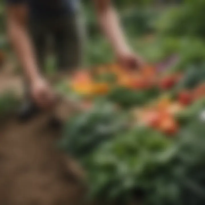 A lush green garden with a variety of organic vegetables