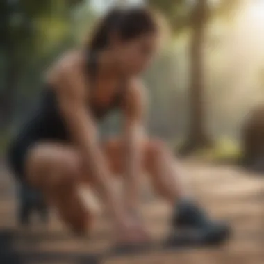 Runner performing stretches for muscle recovery Runner stretching for muscle recovery