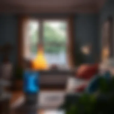 Illustration of a comfortable living space with a humidifier