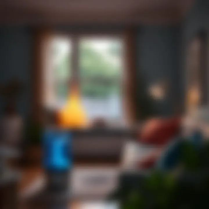 Illustration of a comfortable living space with a humidifier