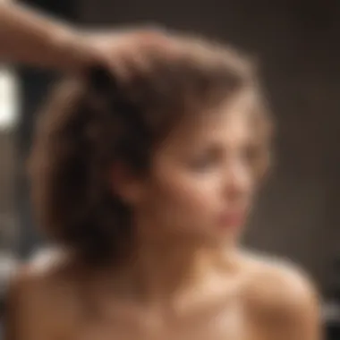 Applying Shampoo to Curly Hair A person applying shampoo to curly hair in a luxurious salon setting